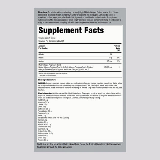 Piping Rock powder on a scoop highlighting one-scoop serving convenience and dosage benefit