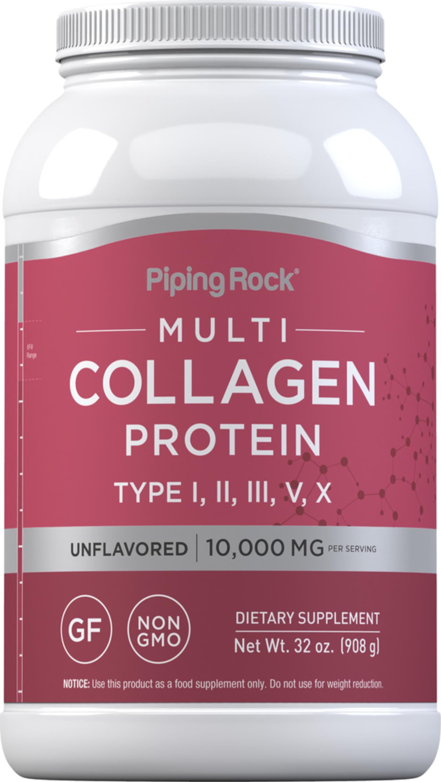 Piping Rock tub front view showing label and 32oz size, clear product information benefit