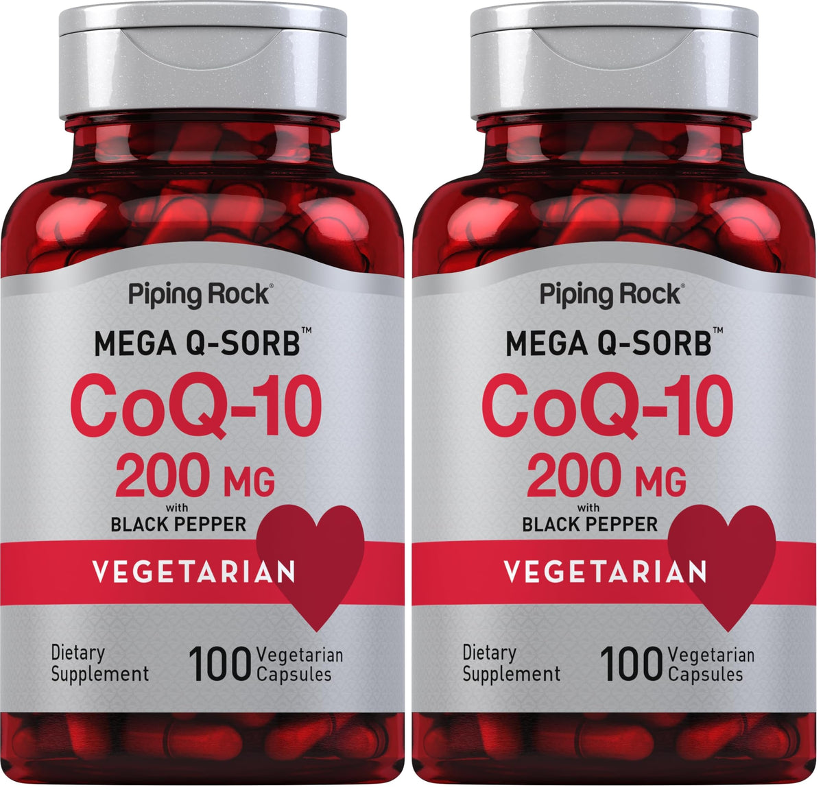 Piping Rock CoQ10 200mg capsules bottle front label