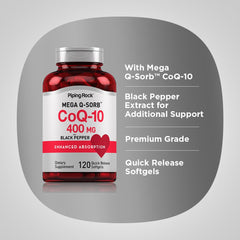 Piping Rock bottle open with softgels visible to show serving and quantity