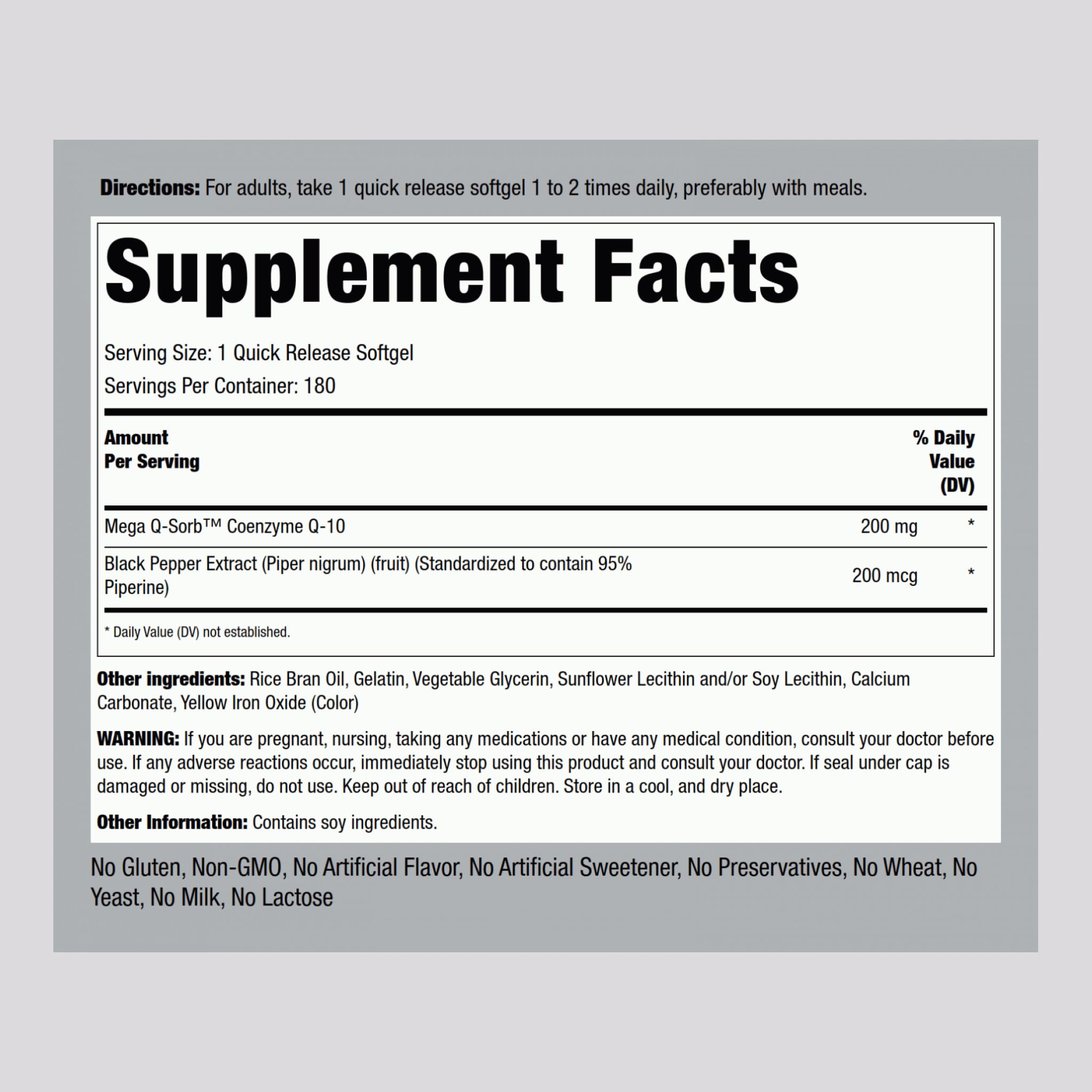 Piping Rock softgels close-up showing smooth texture and quick-release surface