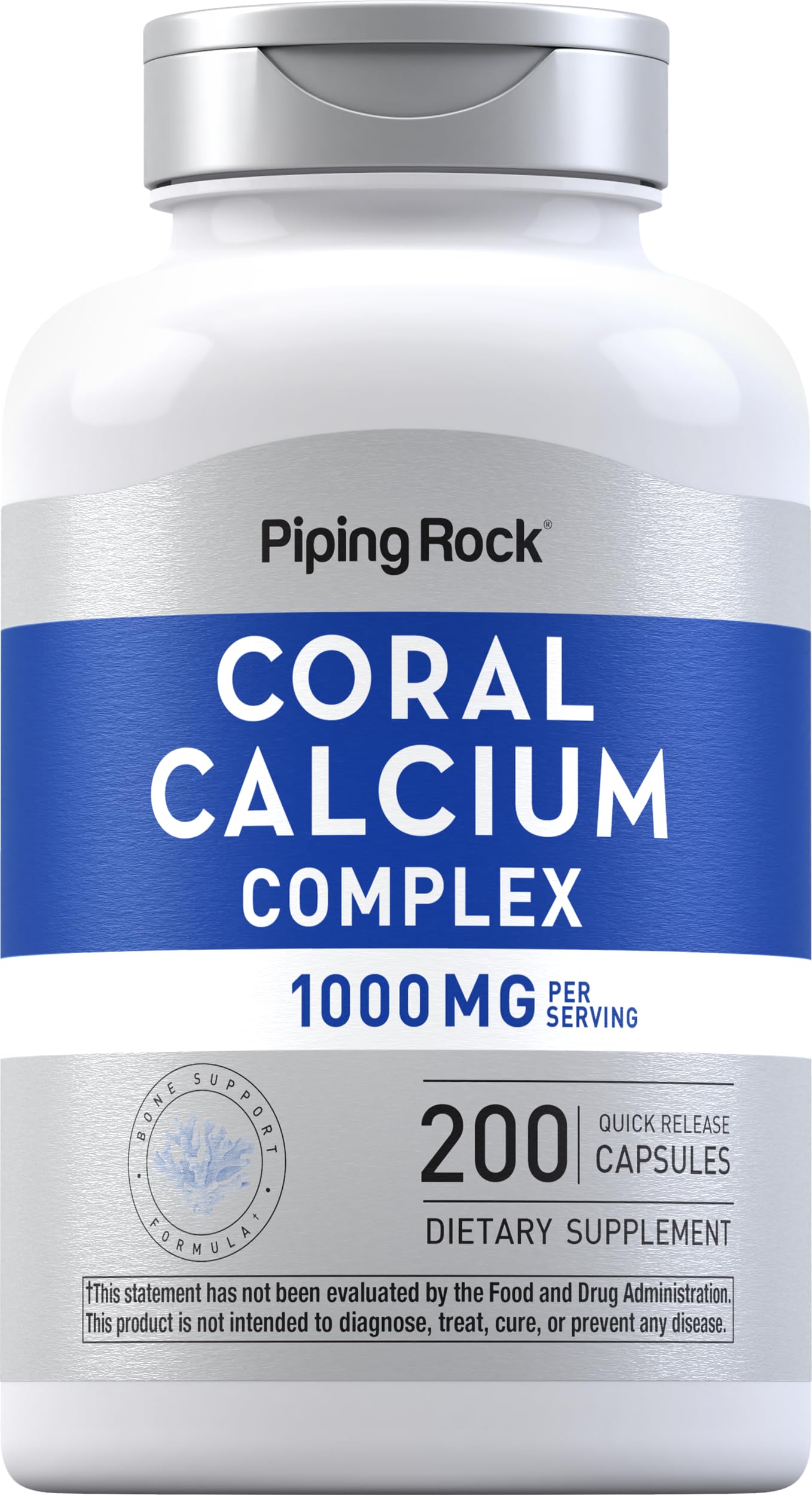 Piping Rock front bottle view showing product label and 200 capsules benefit clarity