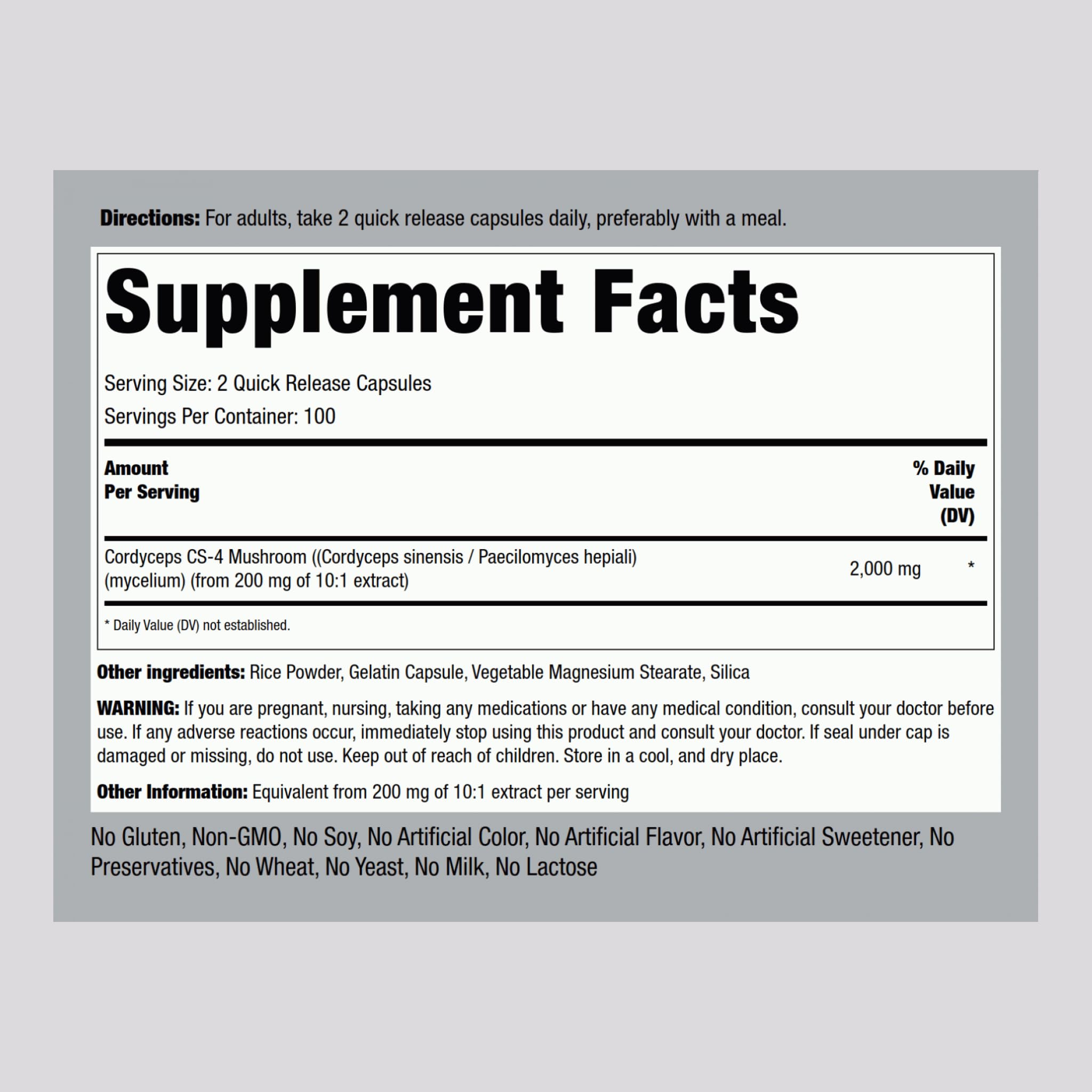 Cordyceps CS-4 concentrated extract capsule close-up
