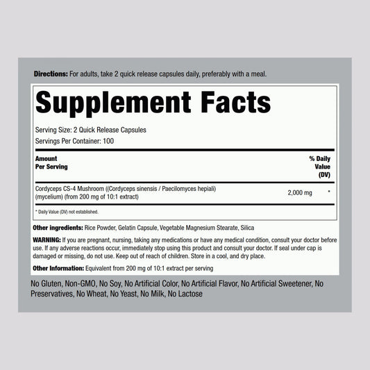 Cordyceps CS-4 concentrated extract capsule close-up