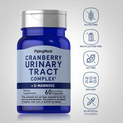 Piping Rock label closeup listing cranberry D‑mannose and probiotics for clarity