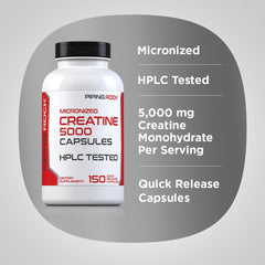 Piping Rock creatine next to measuring coin to show serving size and portability