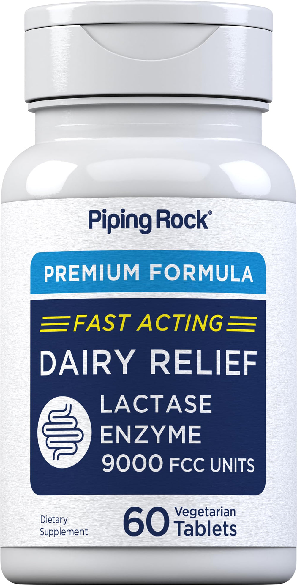 Piping Rock Dairy Relief Pills bottle label