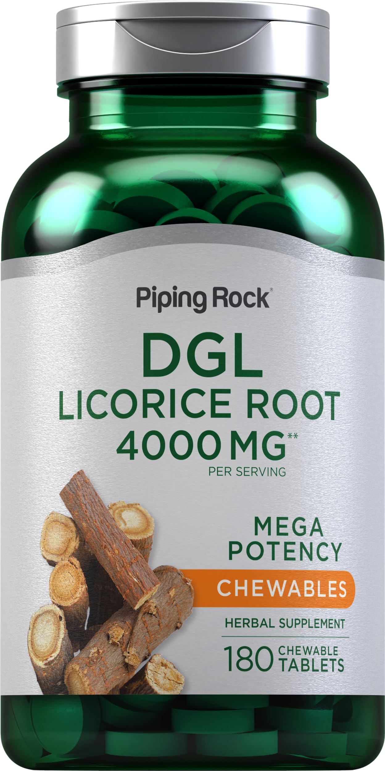 Piping Rock front bottle view showing product and large 180-count benefit