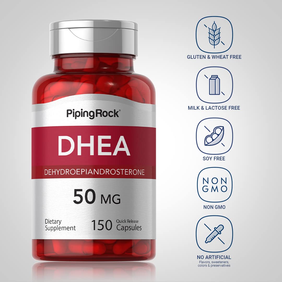 Piling capsules spilled from Piping Rock bottle, highlights 150-count supply convenience