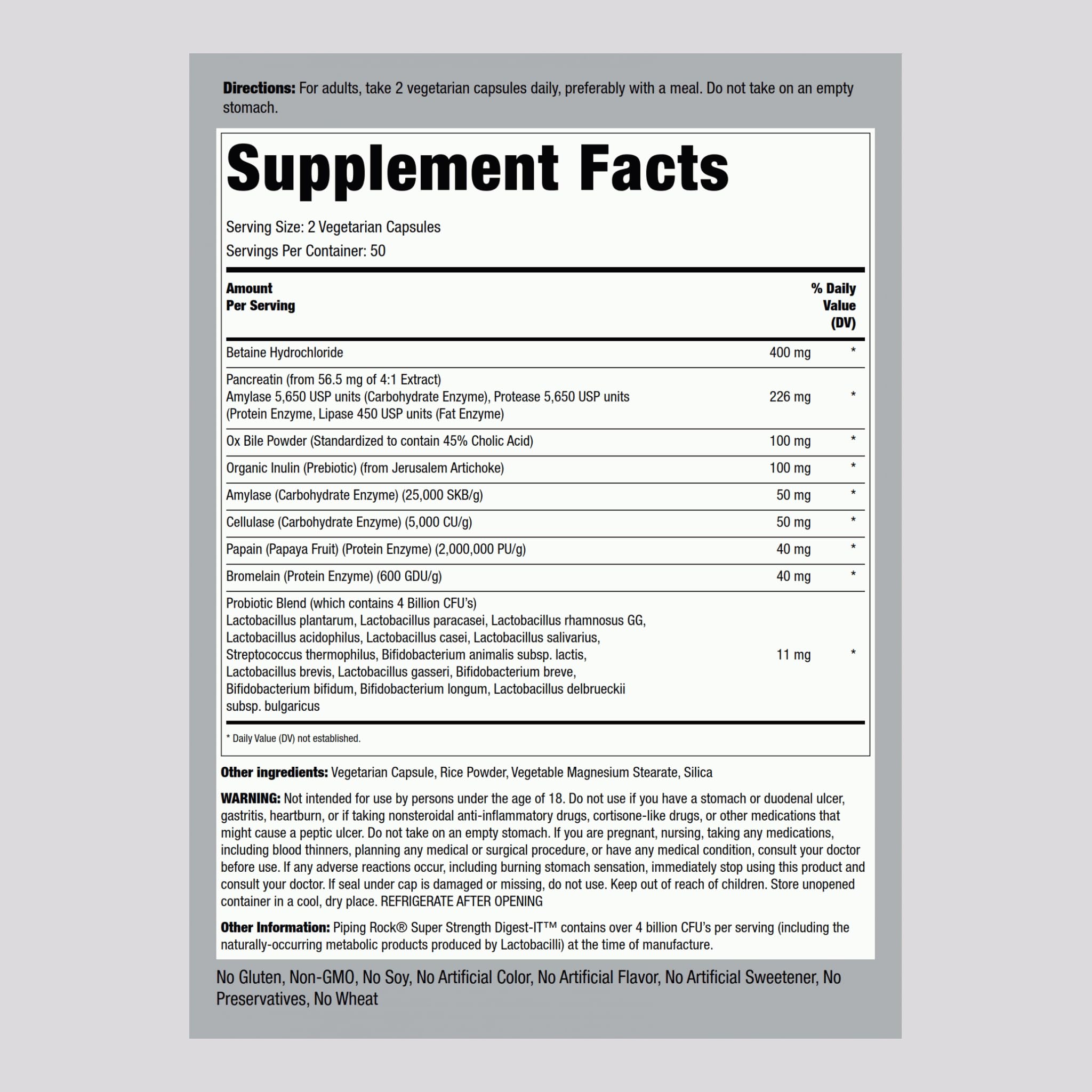 Label showing 4 Billion CFU and product details