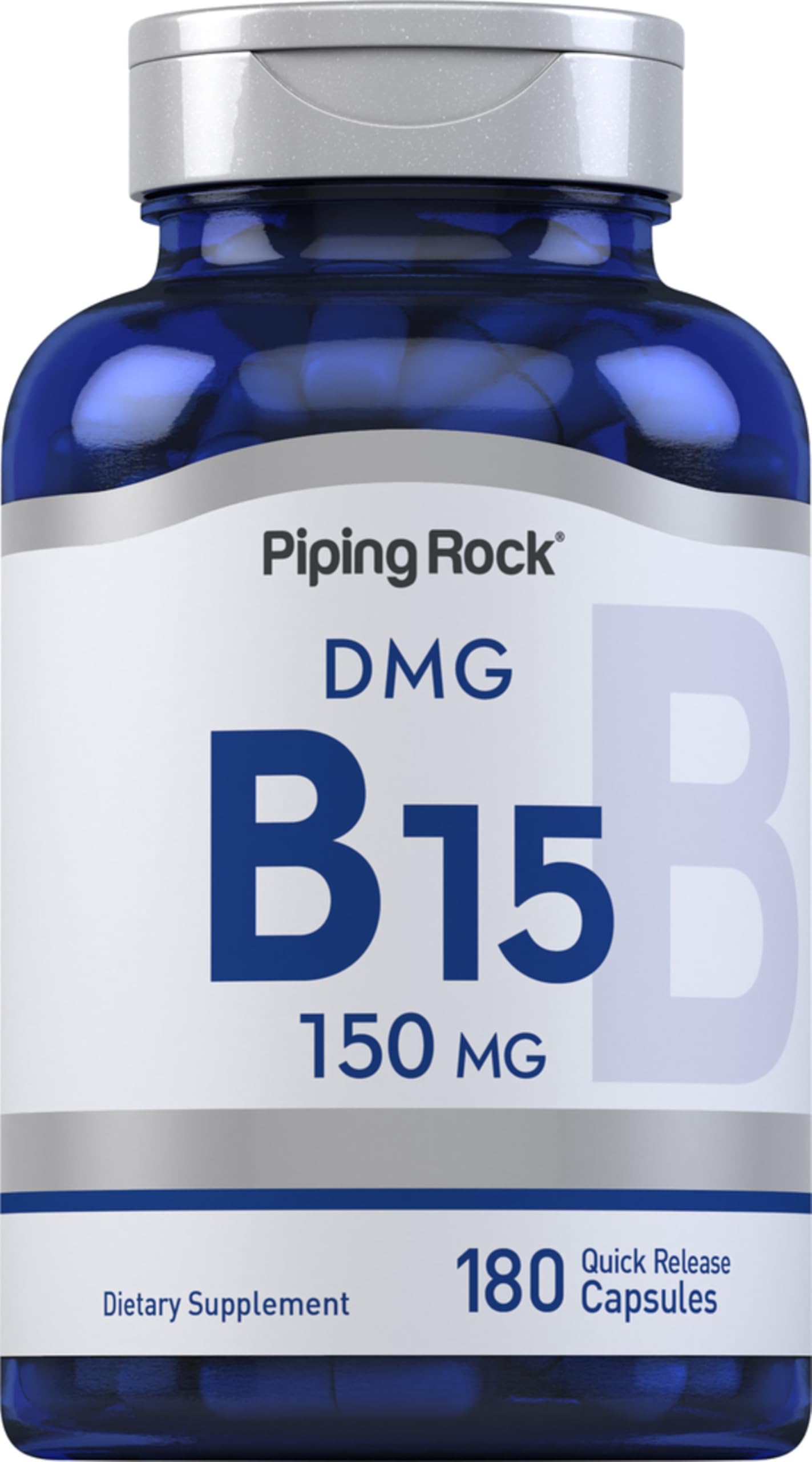 Piping Rock front bottle view showing label and 180 capsules benefit clarity