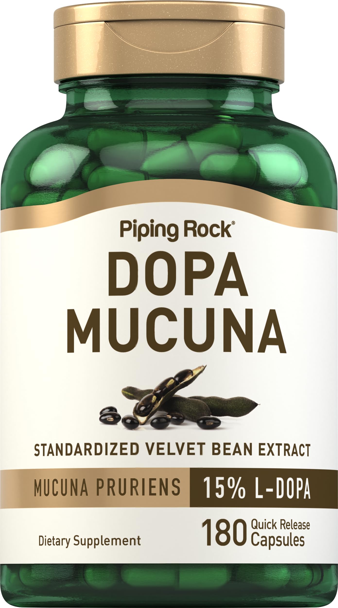 Piping Rock front packaging showing 180 count bottle and clear labeling benefit: visible potency
