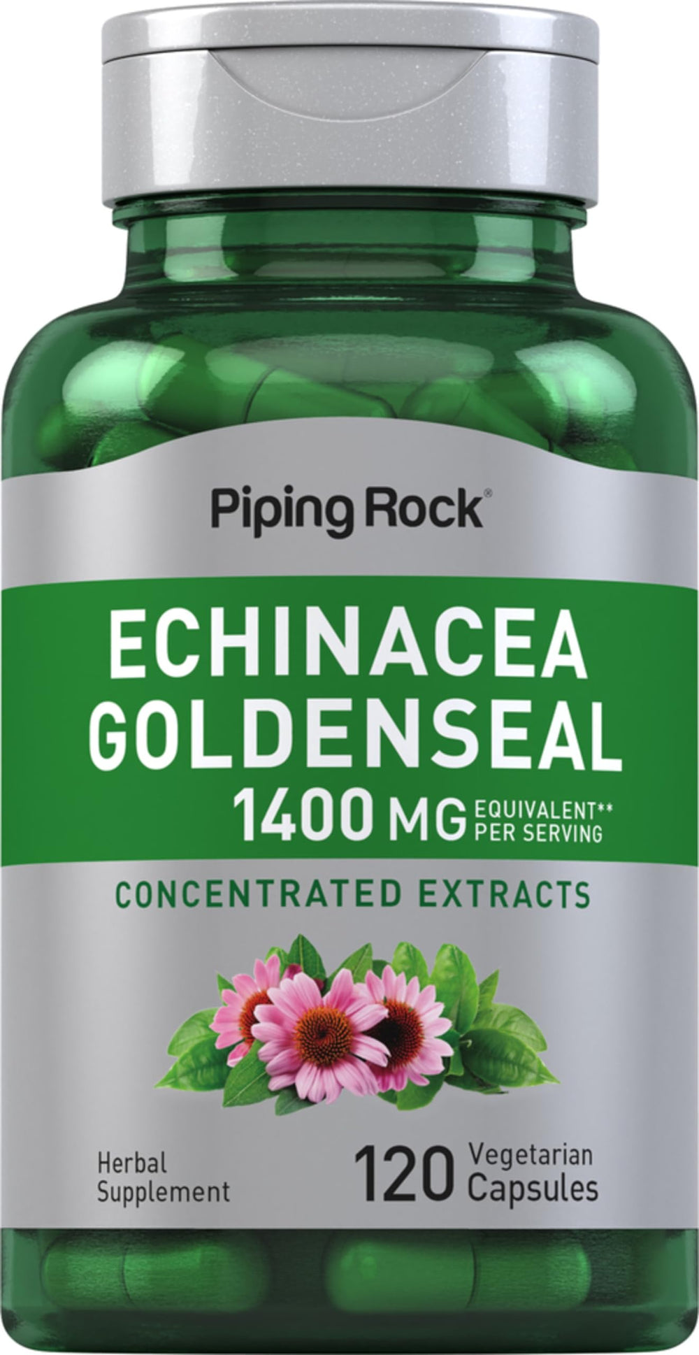 Piping Rock Echinacea Goldenseal Capsules 1400mg front view