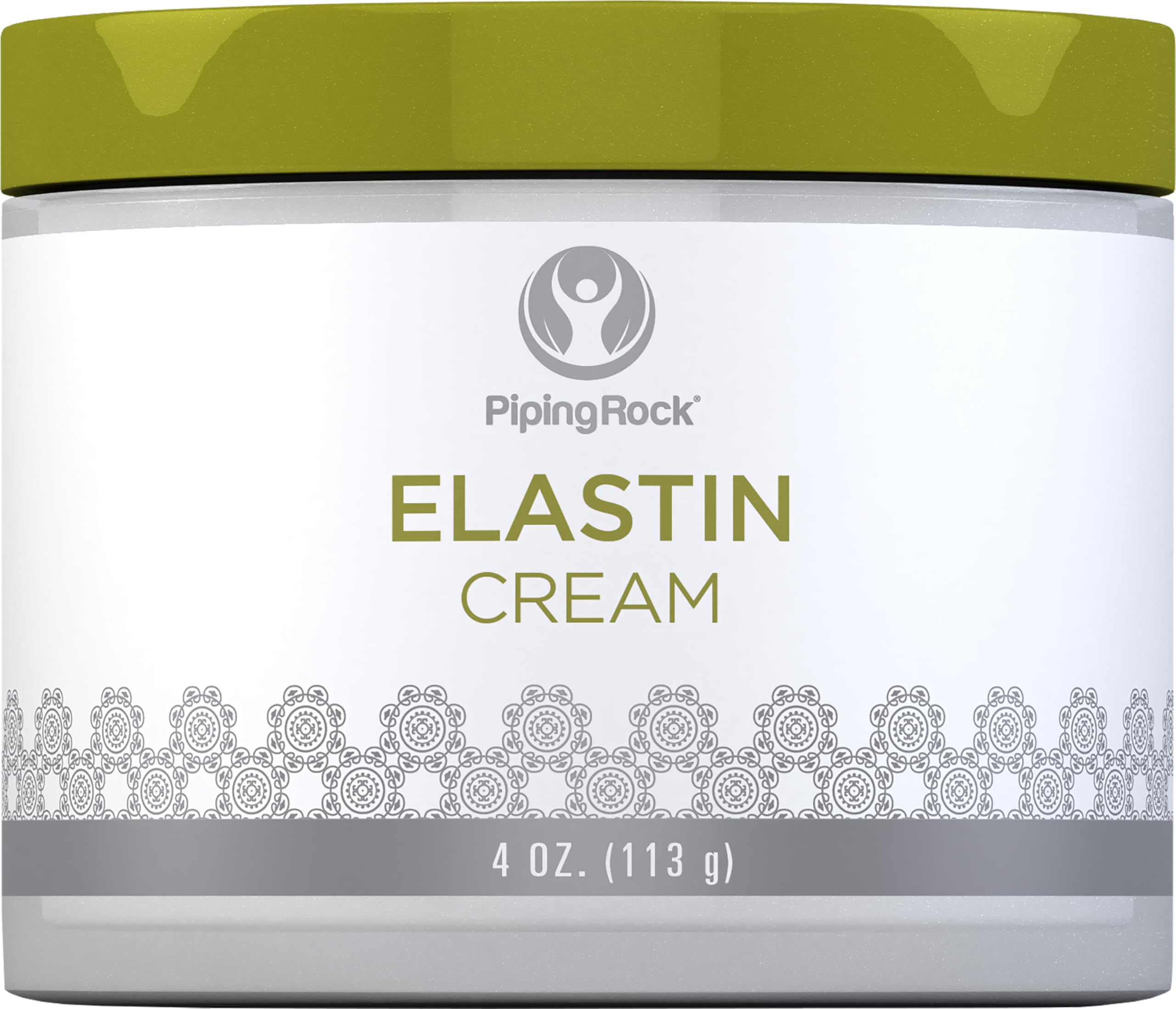 Piping Rock jar front view showing product and clean packaging, moisturizes skin