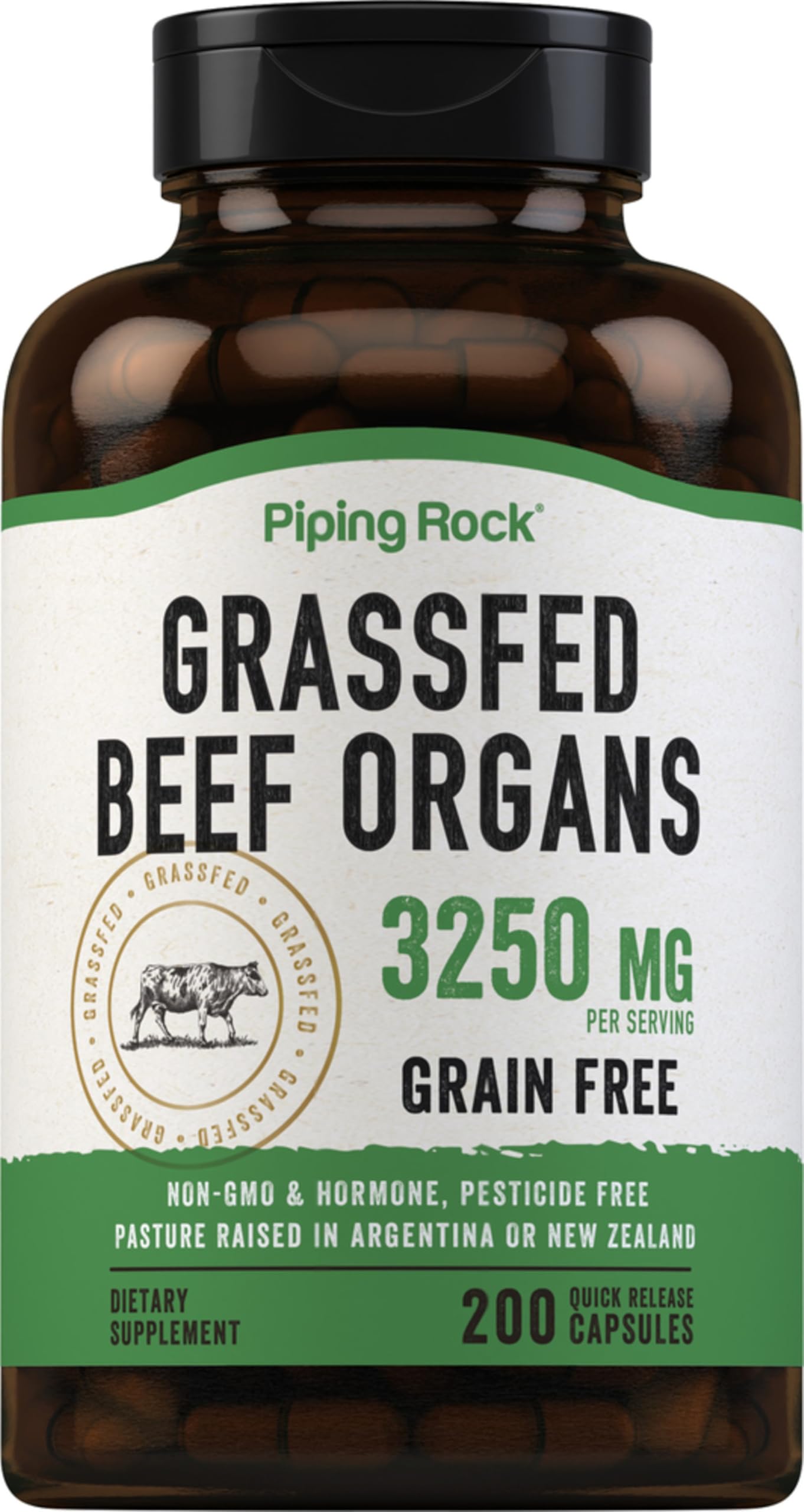 Piping Rock front package showing organic elderberries and weight, clear labeling benefit