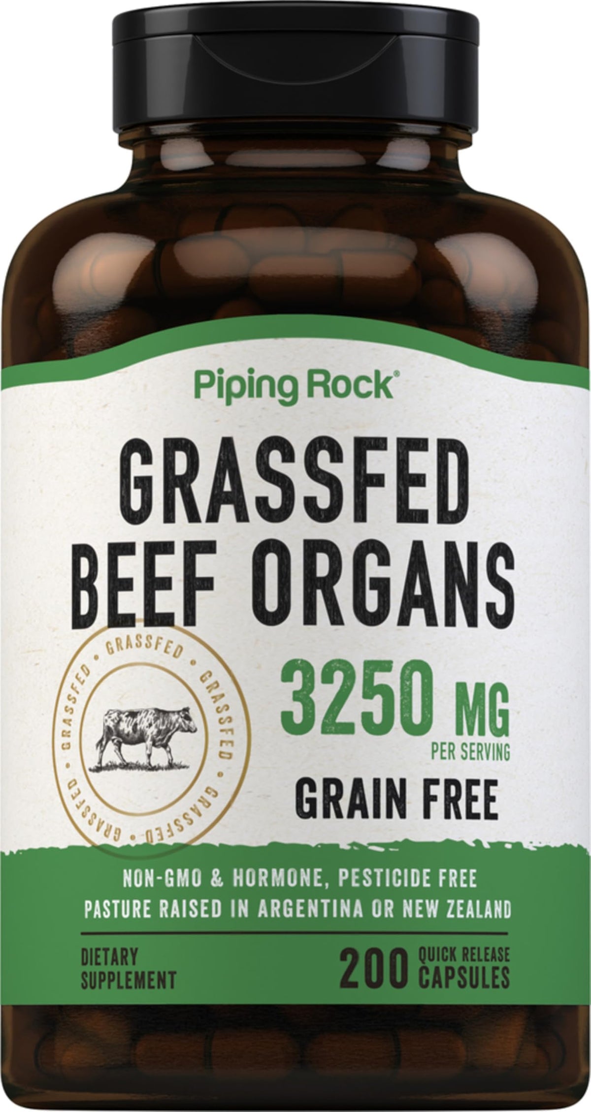 Piping Rock front package showing organic elderberries and weight, clear labeling benefit