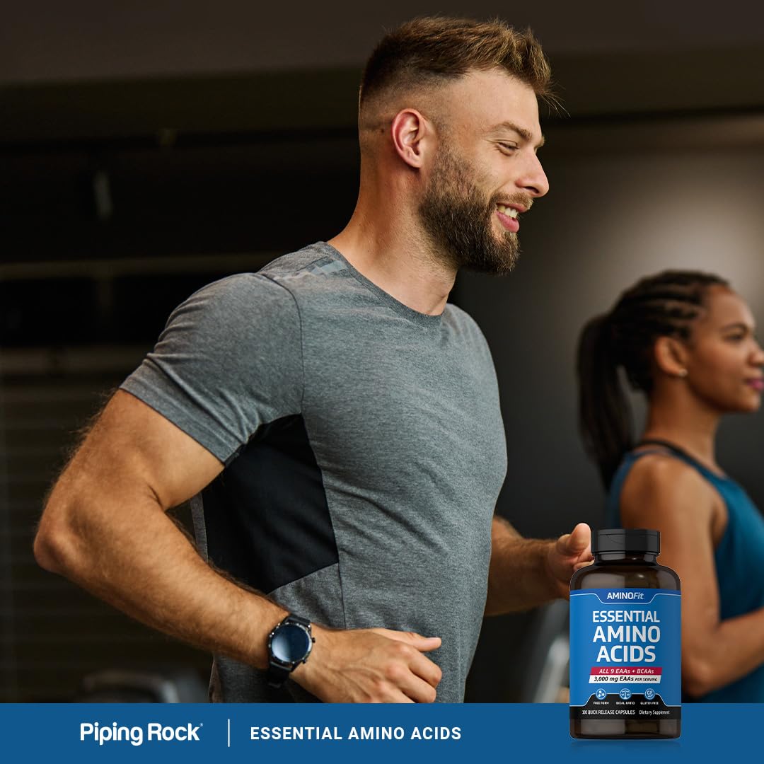 Piping Rock bottle beside workout gear illustrating support for active routines