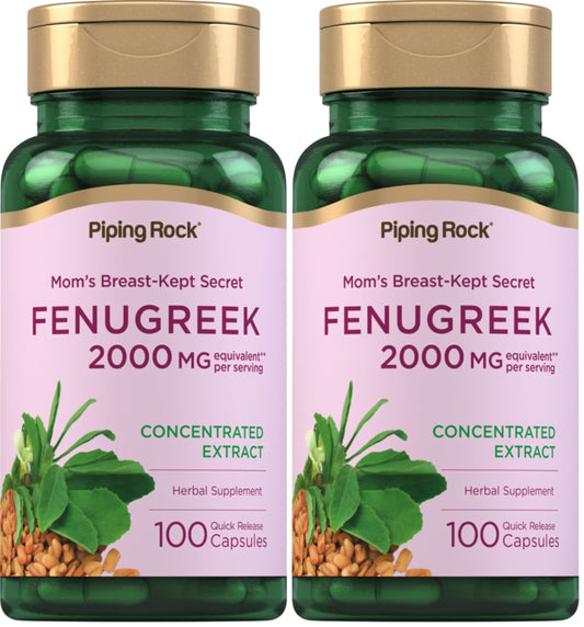 Front view of Piping Rock Fenugreek Capsules 2000mg Pack 2