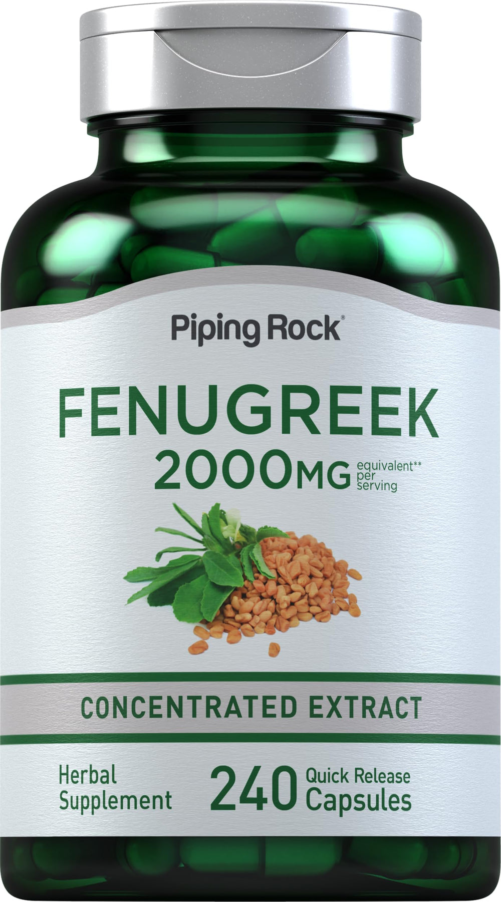Piping Rock front packaging showing 240-capsule bottle and clear labeling for long supply