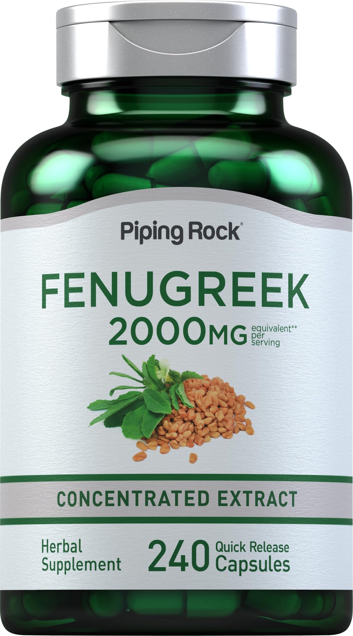 Piping Rock front packaging showing 240-capsule bottle and clear labeling for long supply