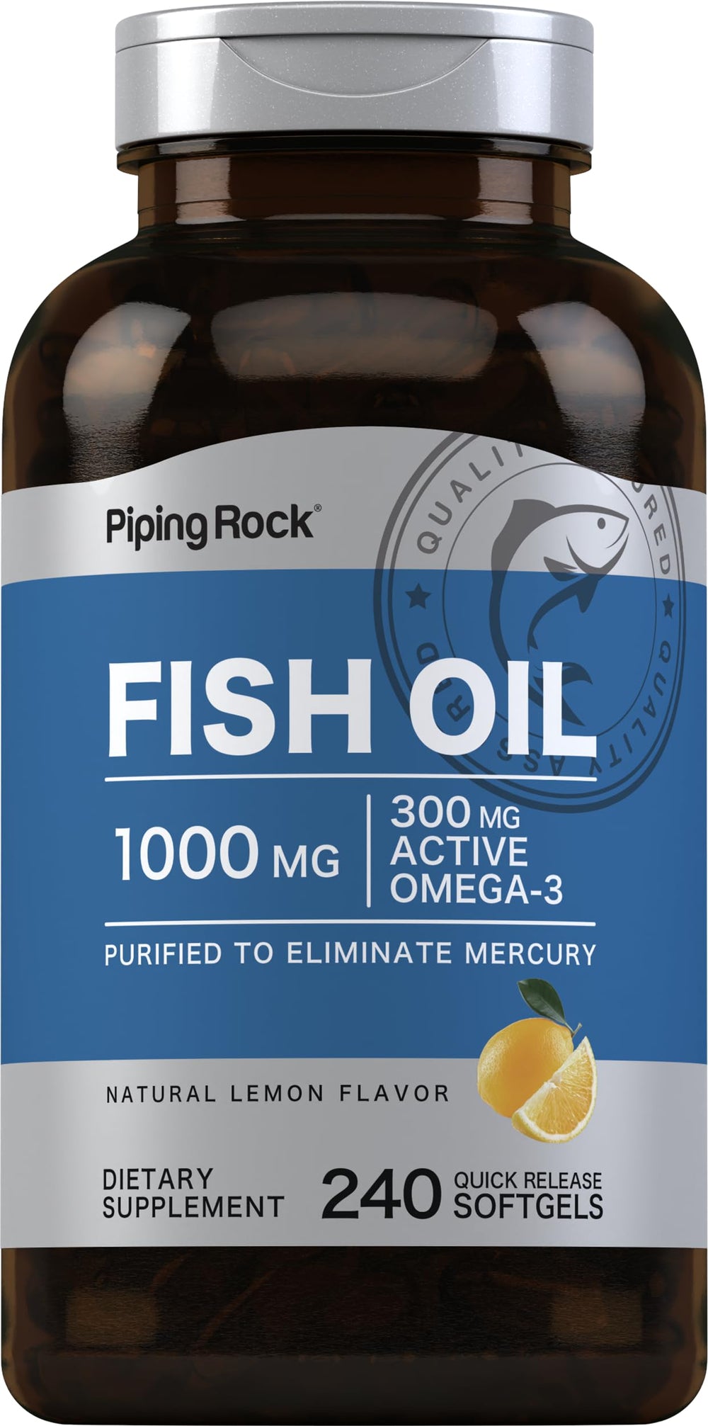 Piping Rock front packaging showing bottle and product name, clear supply benefit