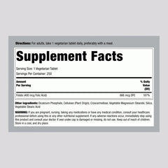 Piping Rock close-up of a single folic acid tablet highlighting smooth texture and ease of swallowing