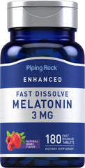 Piping Rock bottle front view showing berry-flavored fast dissolve tablets and clear labeling