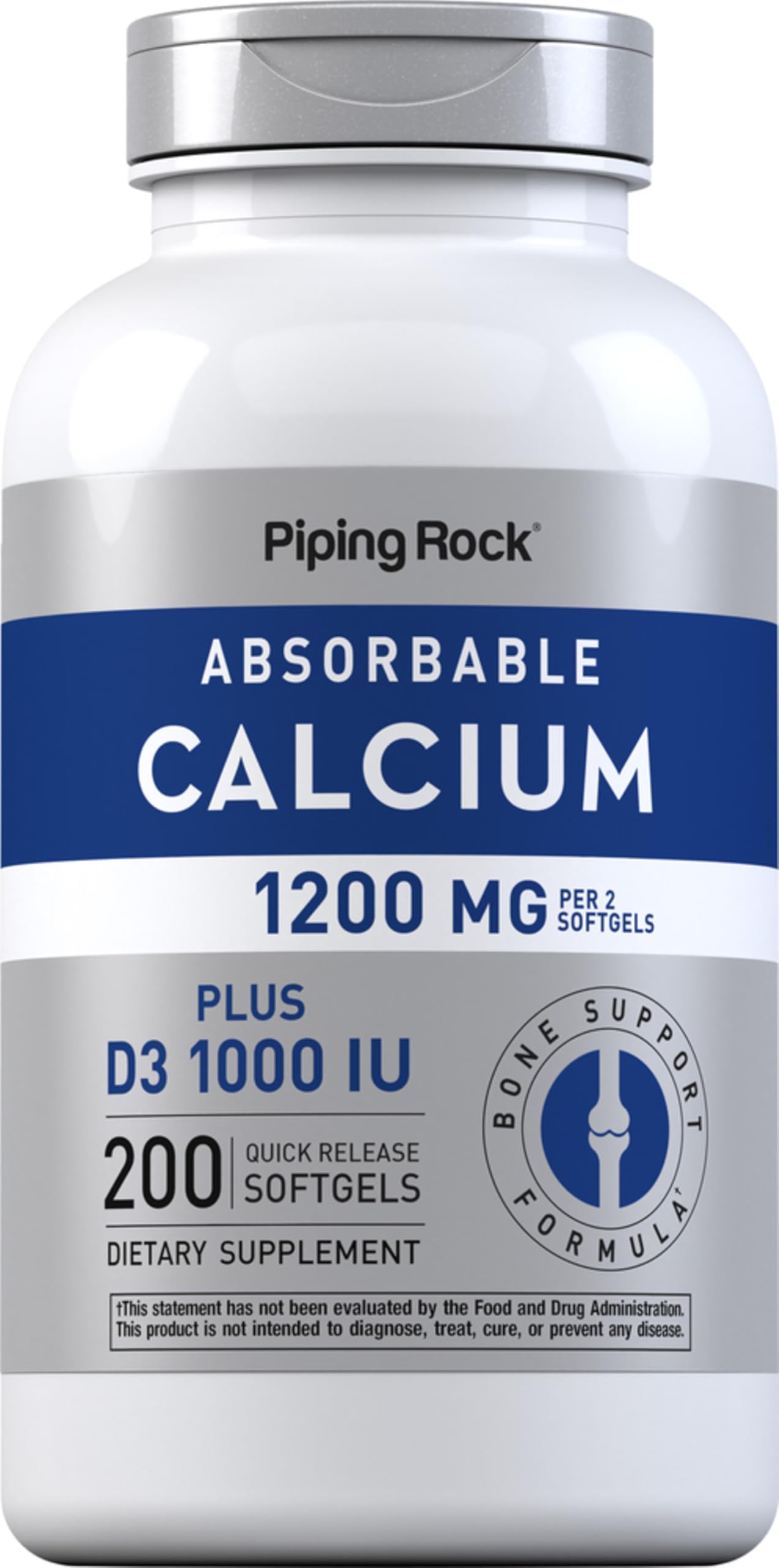 Piping Rock front bottle showing product name and 200 softgels for easy supply