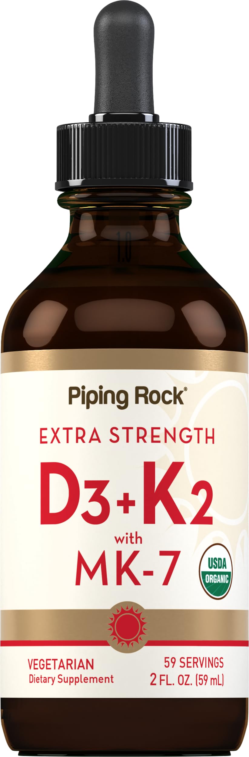 Piping Rock front bottle view showing label and compact travel benefit