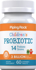 Piping Rock front packaging view showing child-friendly probiotic benefits