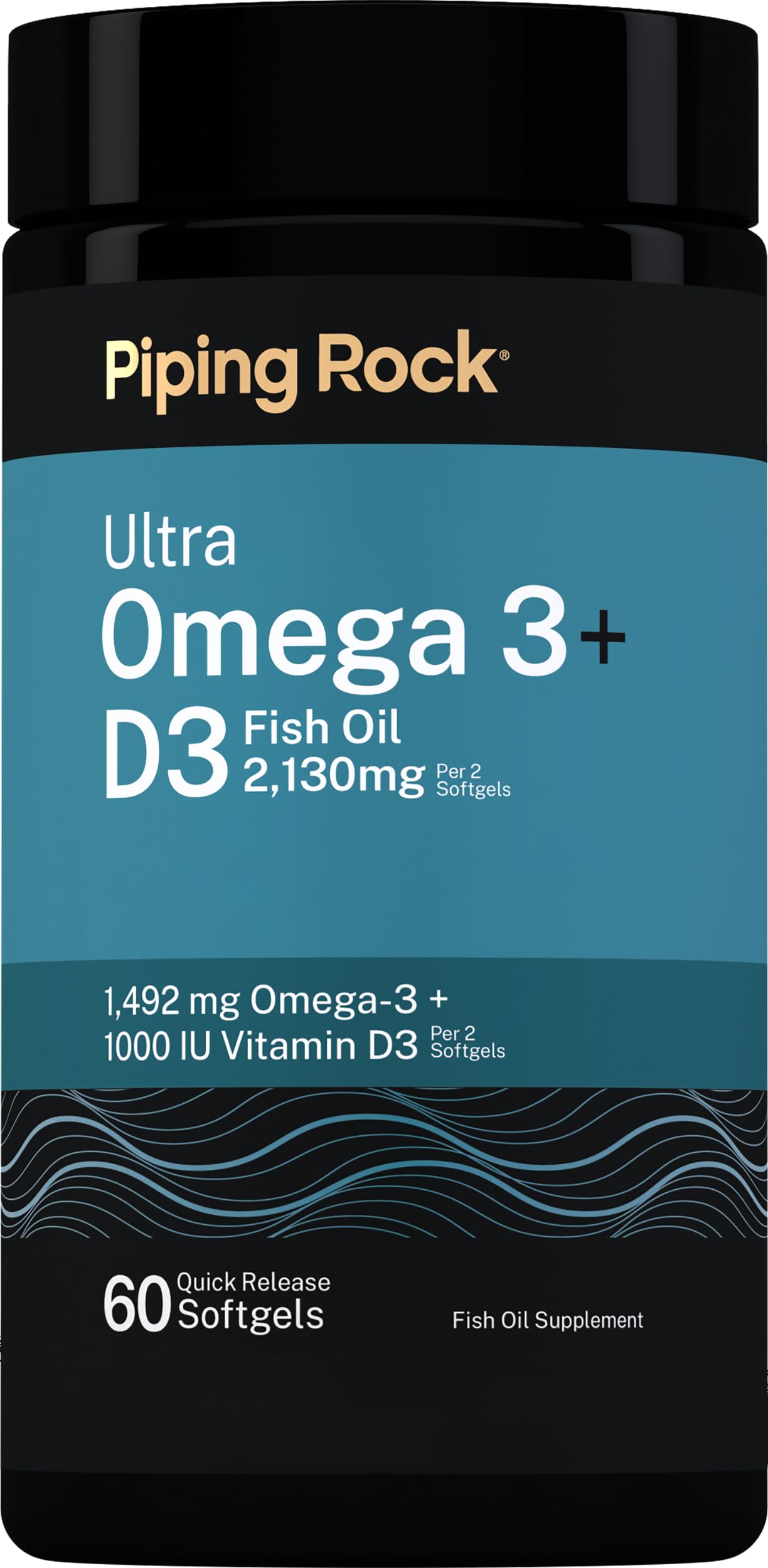 Piping Rock front packaging showing supplement benefits and clear labeling