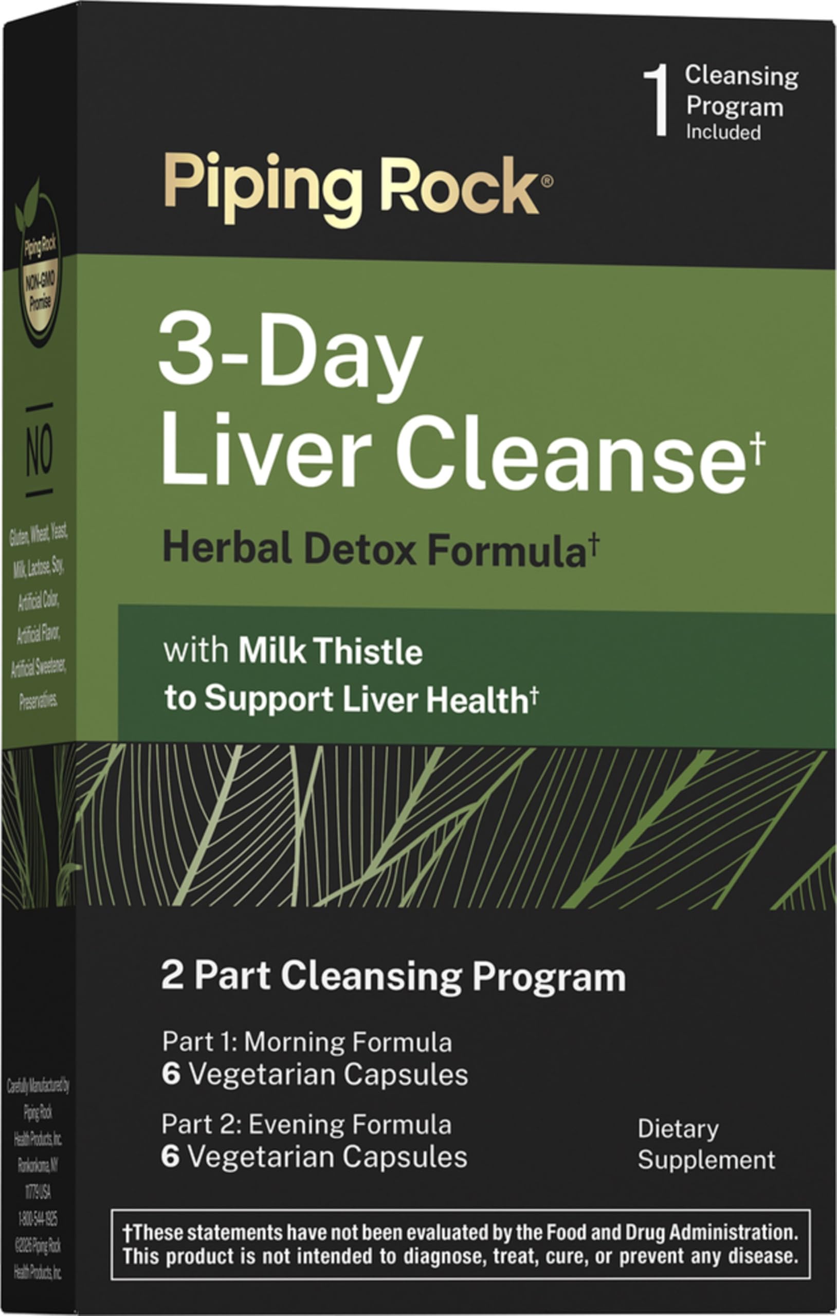 Piping Rock front packaging showing 3-day liver cleanse, clear product view and benefits