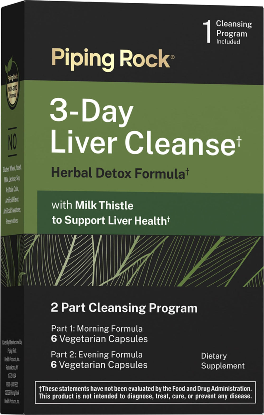 Piping Rock front packaging showing 3-day liver cleanse, clear product view and benefits