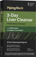 Piping Rock front packaging showing 3-day liver cleanse, clear product view and benefits