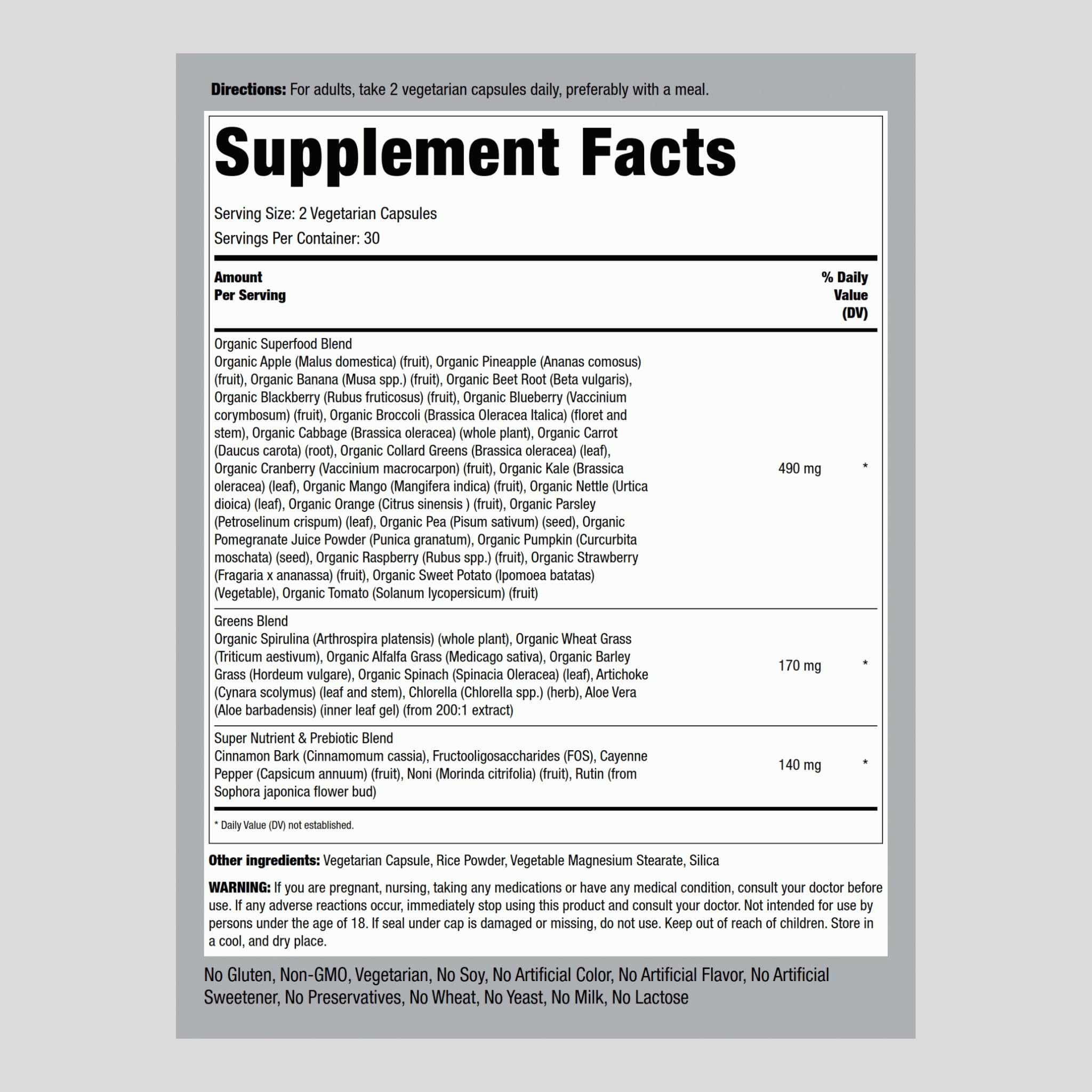 Close-up of Piping Rock vegetarian capsules highlighting capsule texture and convenience