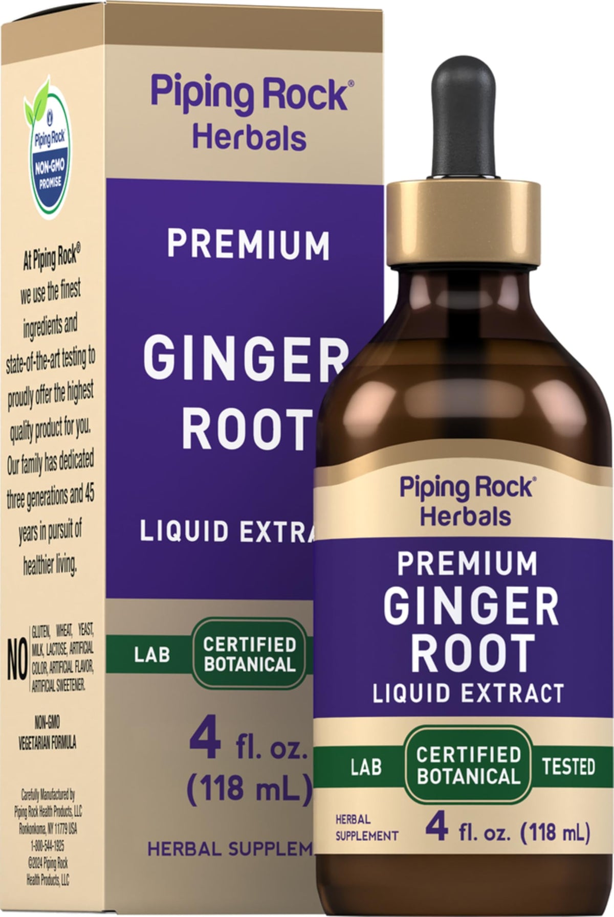 Piping Rock bottle front showing label for quick identification and confidence