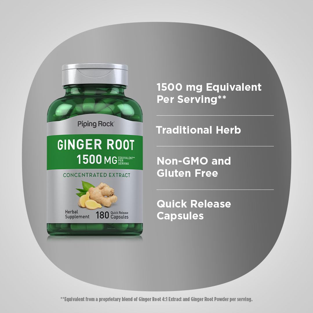 Ingredients panel for Piping Rock Ginger Root Capsules