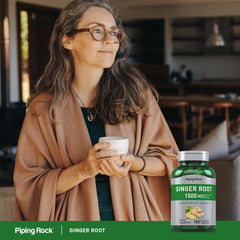 Non-GMO and Gluten Free badge on Piping Rock Ginger Root Capsules