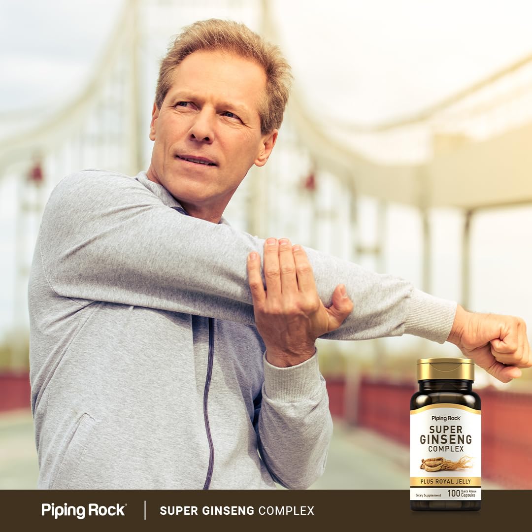Piping Rock bottle next to morning coffee suggesting easy daily supplement routine
