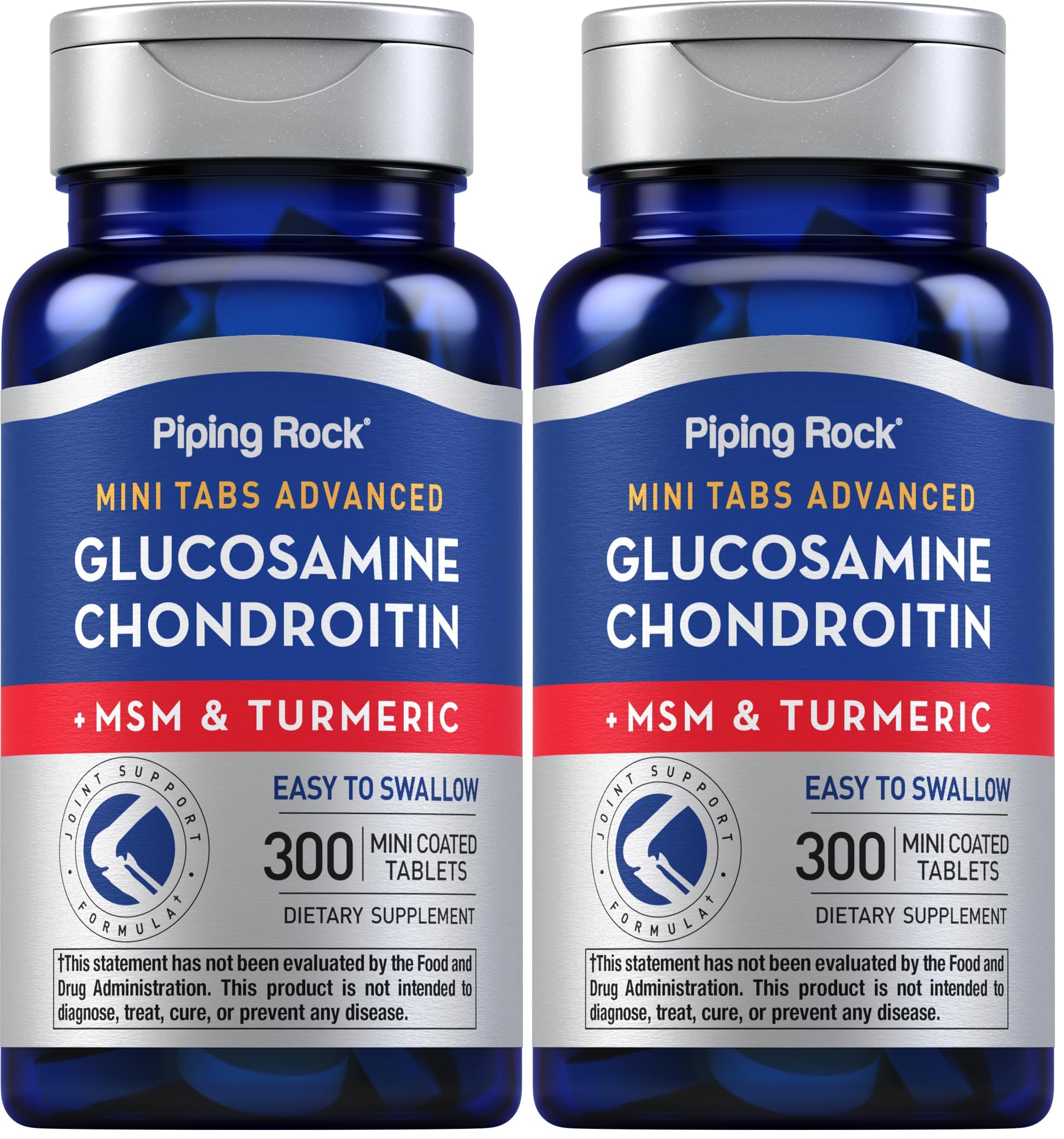 Piping Rock Glucosamine Chondroitin MSM 300 Tablets with Turmeric – front view