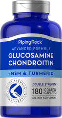 Piping Rock Glucosamine Chondroitin MSM Plus Turmeric bottle front view with 180 caplets