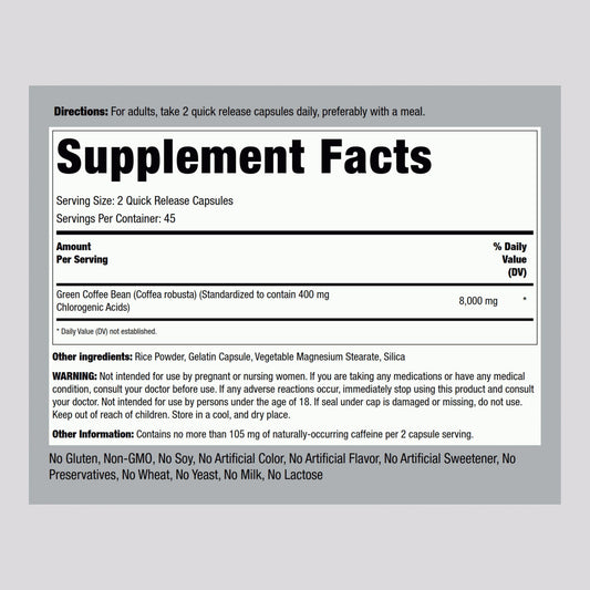 Front view of Piping Rock Green Coffee Bean Extract bottle
