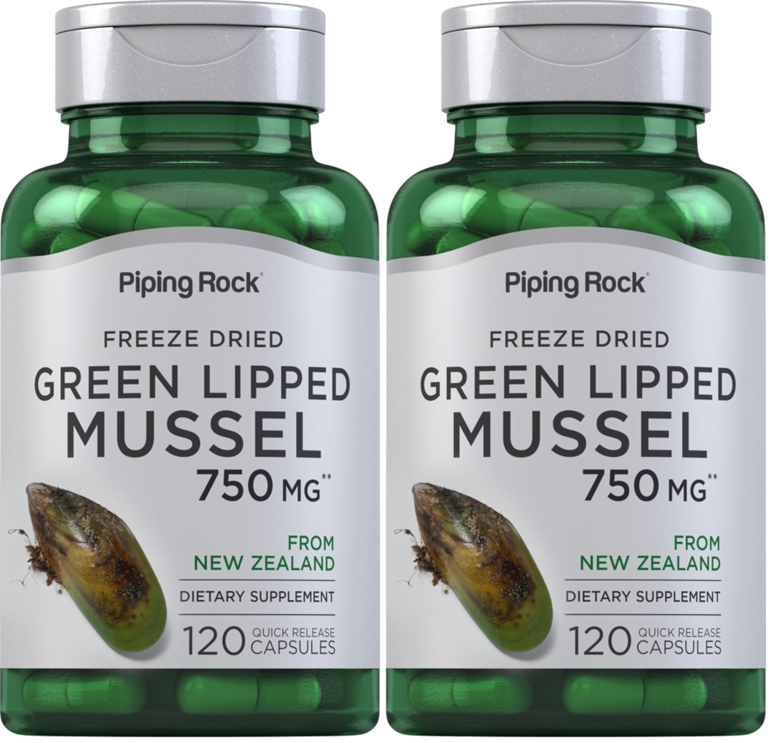 Piping Rock Green Lipped Mussel 750mg bottle with 120 capsules