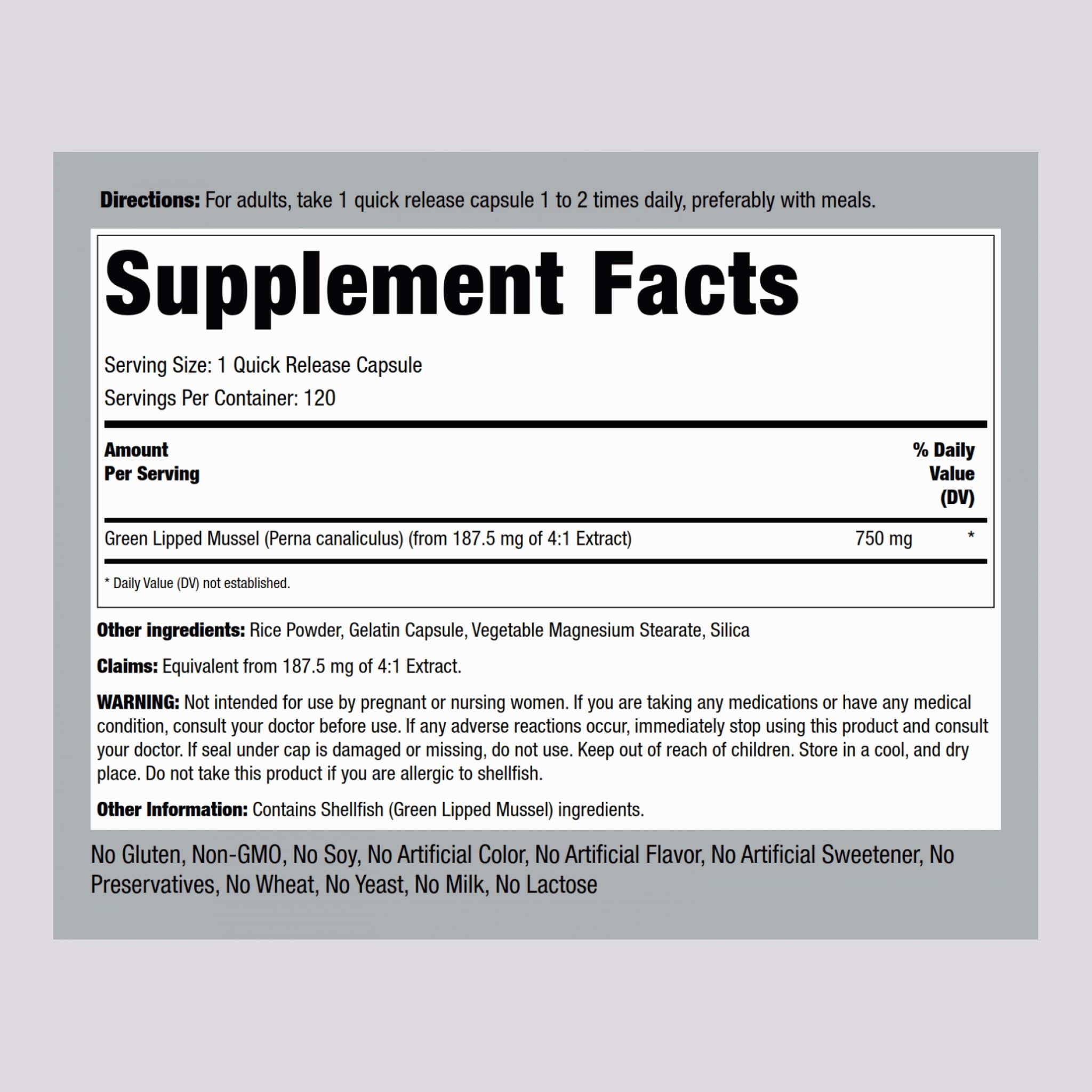 Close-up of Green Lipped Mussel 750mg capsules