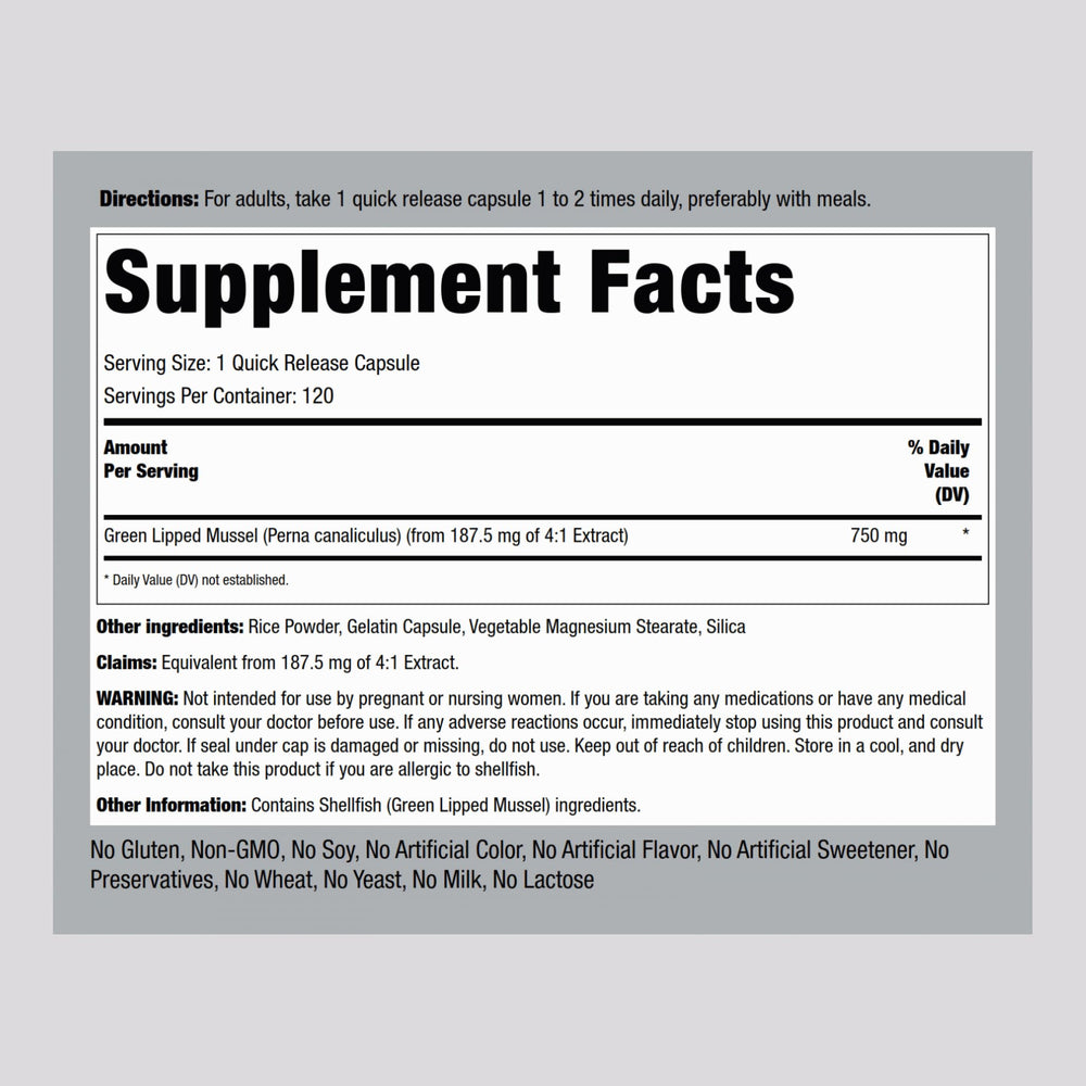 Close-up of Green Lipped Mussel 750mg capsules