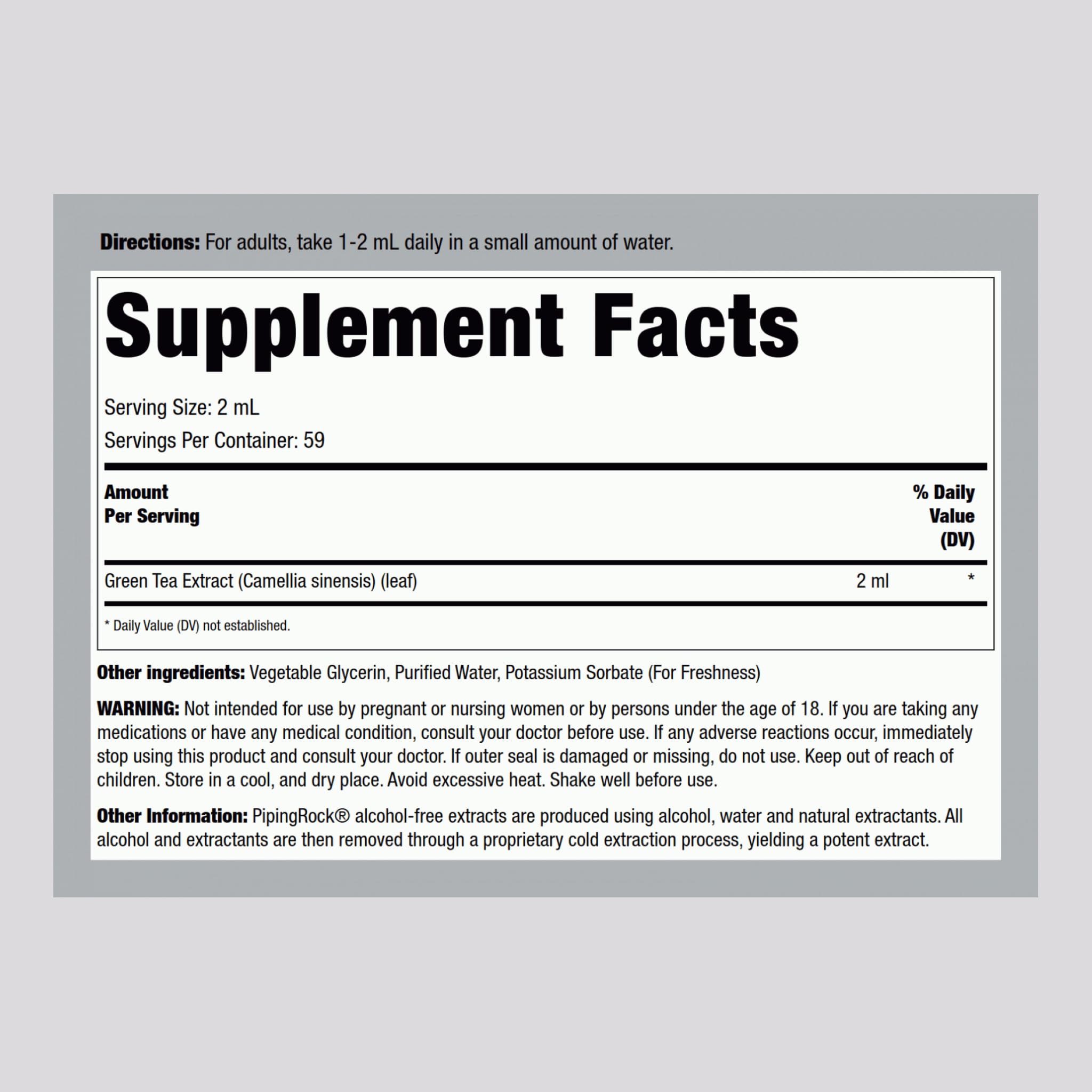 Piping Rock Green Tea Extract Liquid label