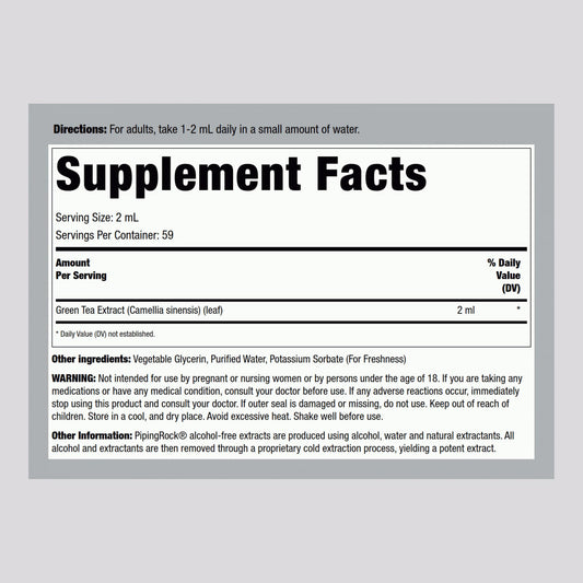 Piping Rock Green Tea Extract Liquid label