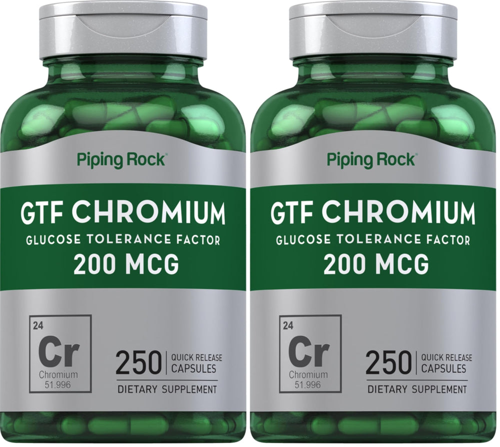 Piping Rock GTF Chromium 200 mcg bottle – front view