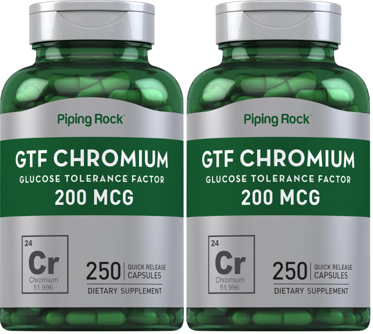 Piping Rock GTF Chromium 200 mcg bottle – front view
