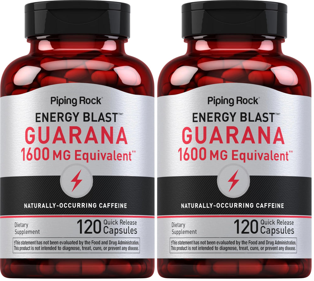 Piping Rock Guarana Capsules 1600 mg bottle - 120 count